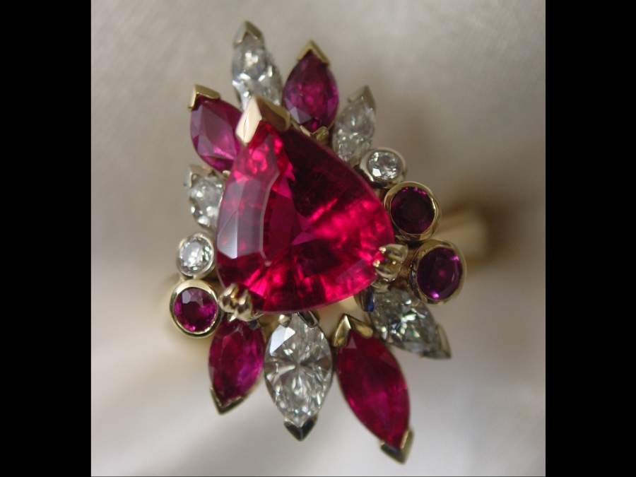 ruby red custom diamond gold ring